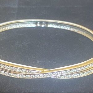 Swarovski SilverTone Crystal Bangle Bracelet with Silver Earrings. Swan Signed.